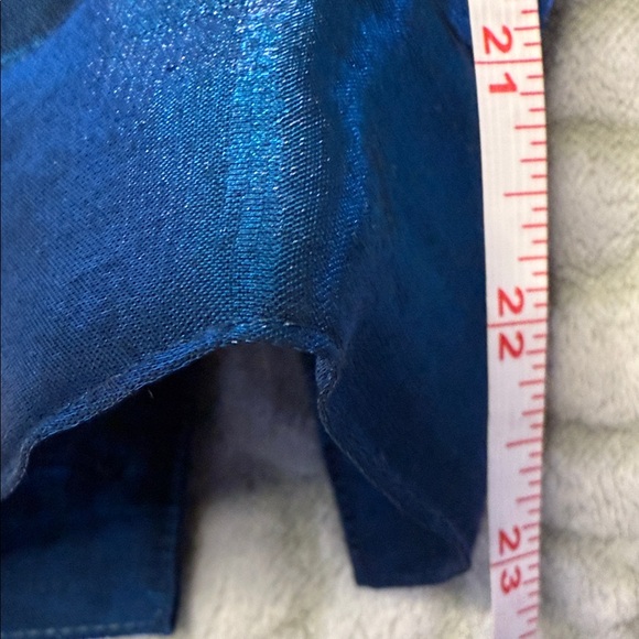 Gorgeous‎ Satin-Shine Button Front Blouse, Cobalt Blue Rayon Blend, Small - Picture 8 of 9